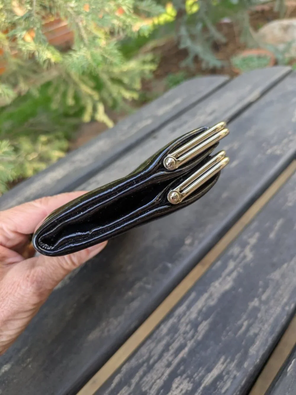 HOBO Women's Lauren Clutch Wallet in Blank Patent Leather Finish.